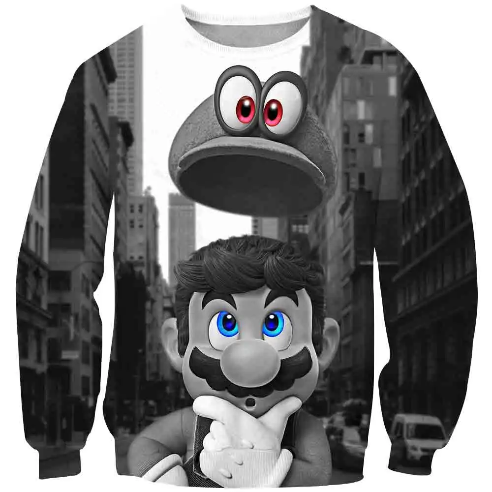 

Classic Cartoon Mario 3D Round Neck Pullover New Harajuku style Classic Game Mario Bros kids clothes Mario Boys Streetwear