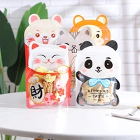50pcs cartoon nougat candy plastic zippe bags hand made cookie gift packaging self stand biscuits chrismas wedding favor bag