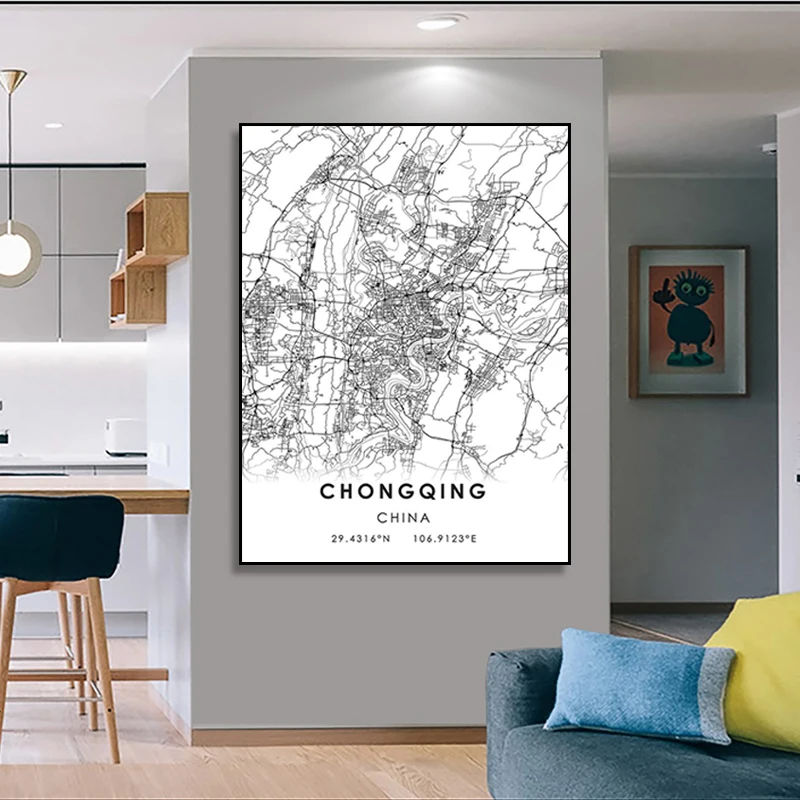 

Chongqing map print poster canvas | Chongqing China city map print poster canvas | Chongqing China city street map
