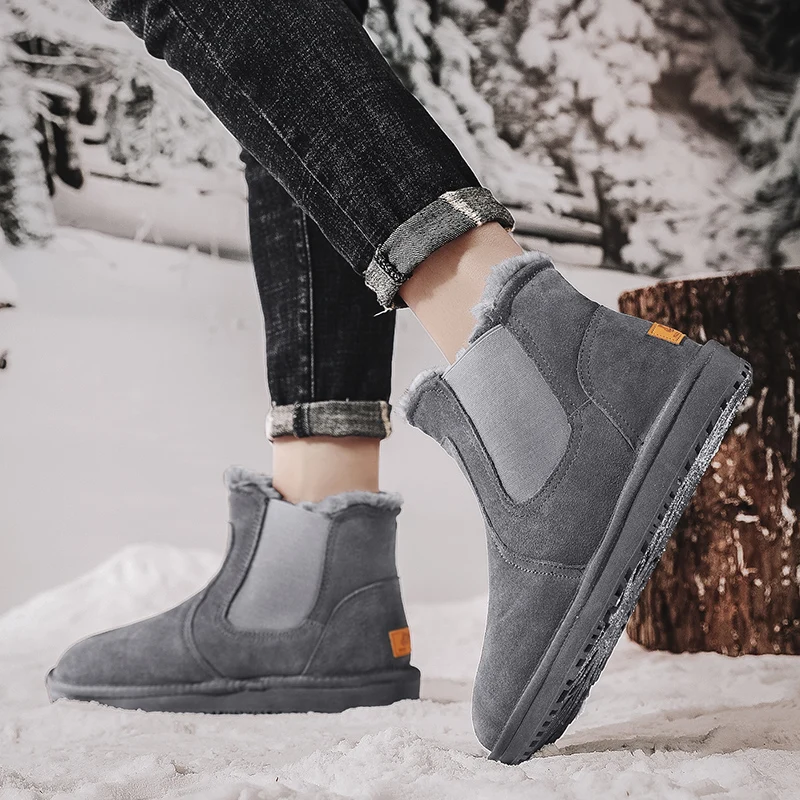 

CYYTL Fashoin Men Snow Boots Winter Fur Lined Cold Weather Keep Warm Walking Shoes School Student High Top Non Slip Bottines