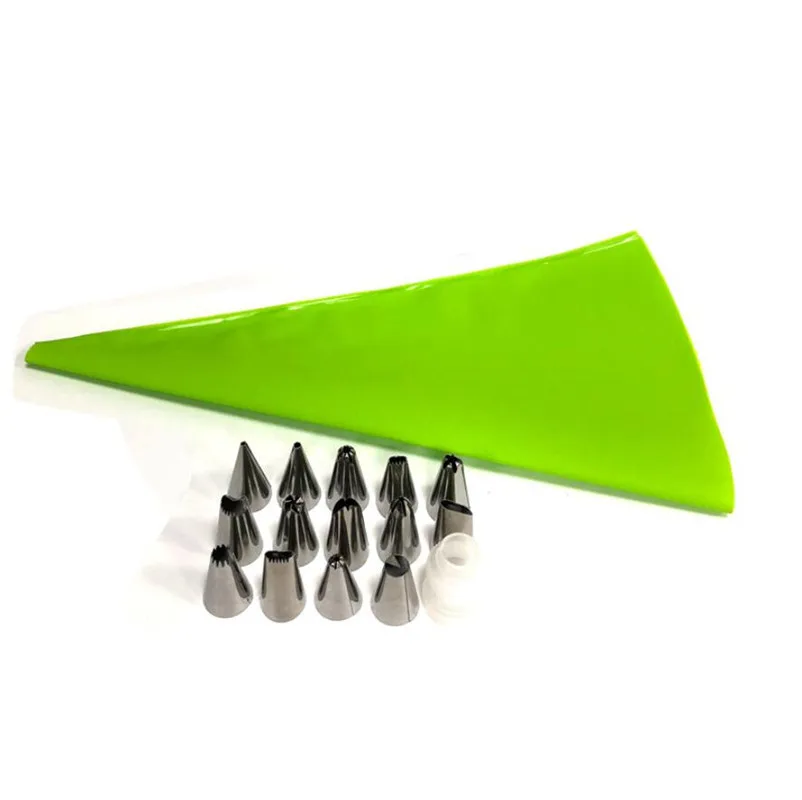 16 шт./компл. силиконовые глазурь Крем кондитерский мешок и Нержавеющая сталь