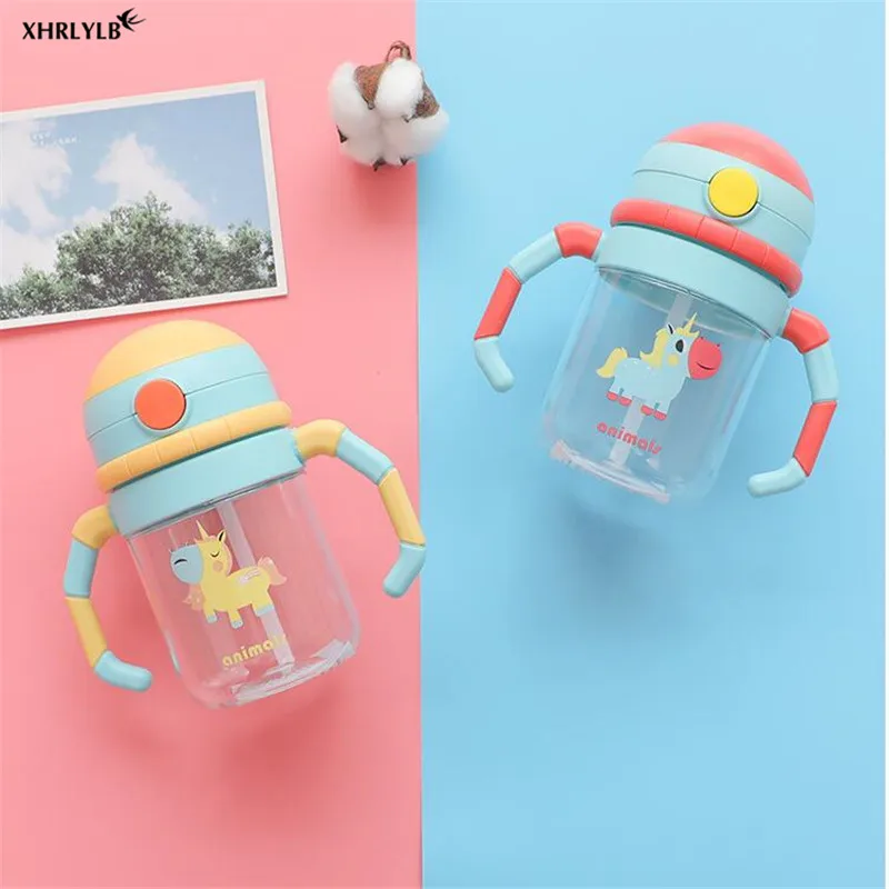 Детская пластиковая кружка XHRLYLB с ручкой креативная единорогом для питьевой воды
