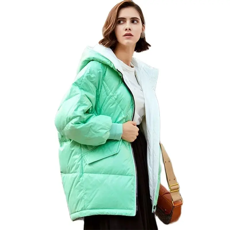 

Autumn Winter Short Down Parkas Coat Women 2021 New Fashion Simple Thick Warm Outerwear Hooded Zipper Puffer Jacket Coats Female