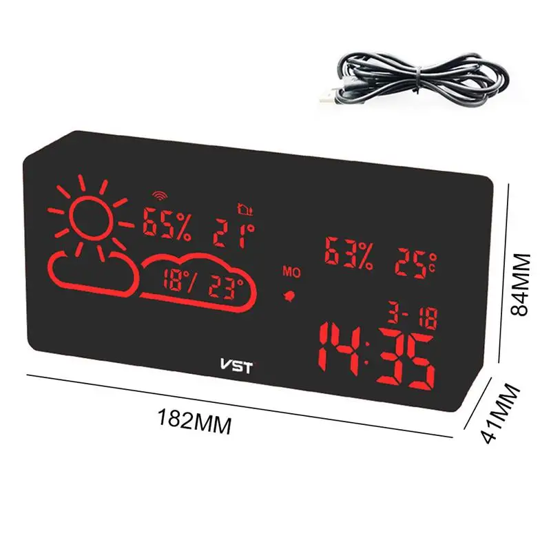 

Multifunction WIFI LED Digital Alarm Clock With Temperature and Humidity Clock Wireless Network Automatic Clock Alarm Features