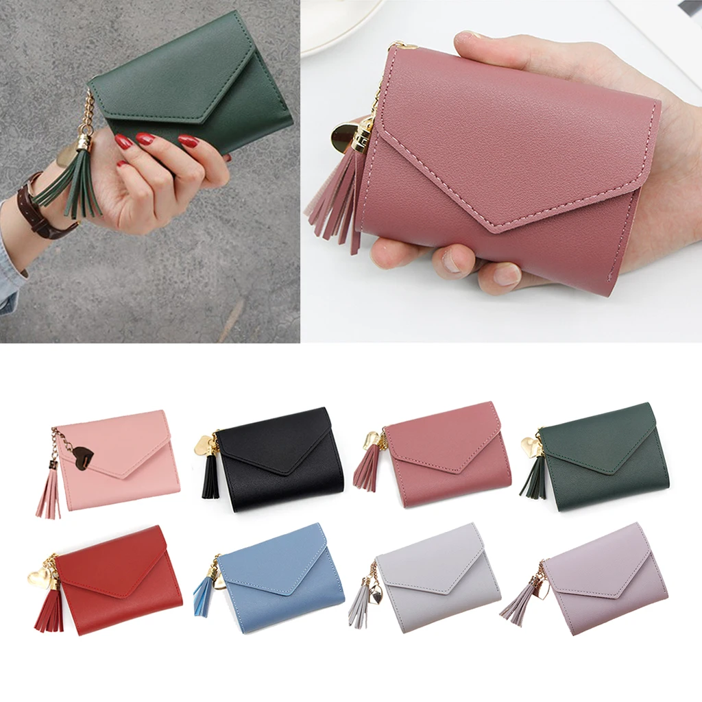 Женский простой короткий кошелек с кисточками для монет кредитница красная