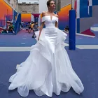 Женское свадебное платье-русалка, белое фатиновое платье в горошек со съемной юбкой и оборками, 2021