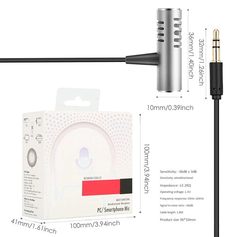 Lavalier Microphone Mobile Phone Camera Voice Recording Collar Mini Suitable for Teacher Meeting Host | Электроника