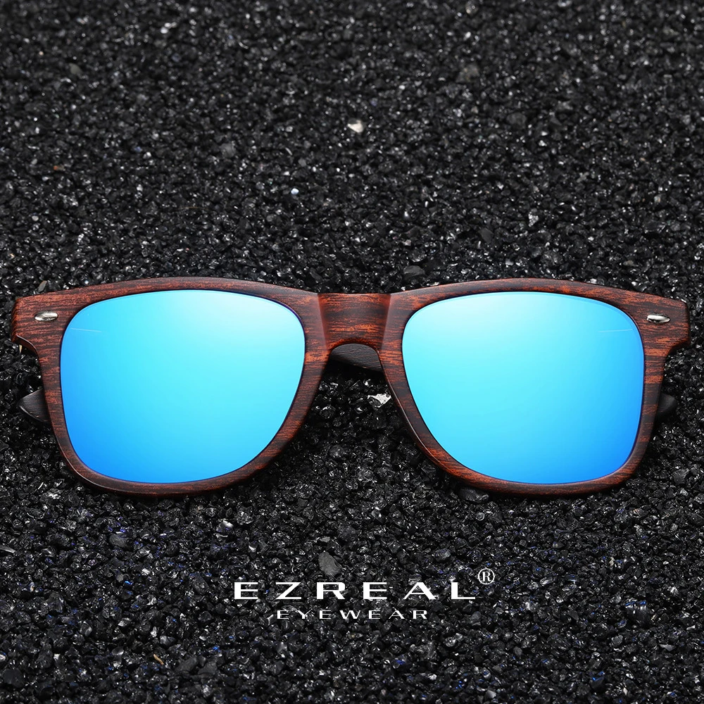 

EZREAL Polarized Wood Sunglasses Men Square Frame UV400 Sun glasses Women Sun glasses Male oculos de sol Feminino