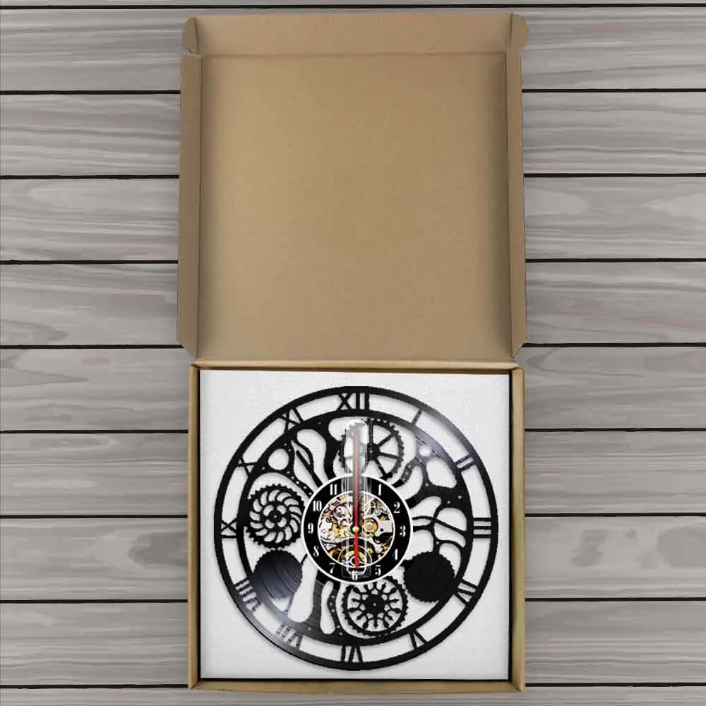 Художественный декор в стиле стимпанк настенные часы с виниловой пластиной