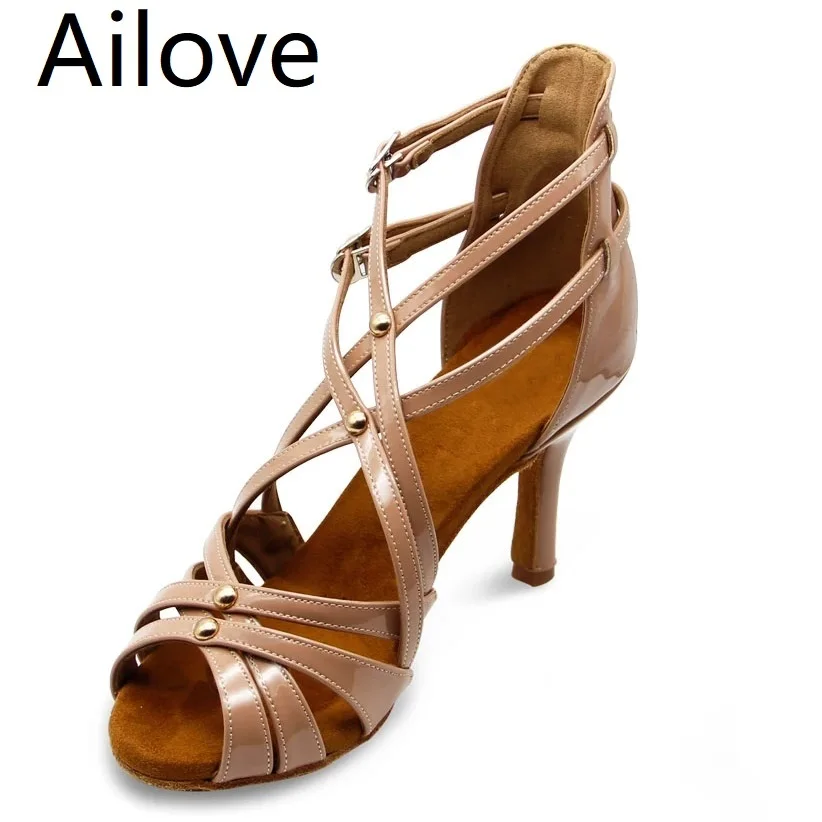 Женские кожаные туфли крест накрест вечерние для бальных танцев латинских