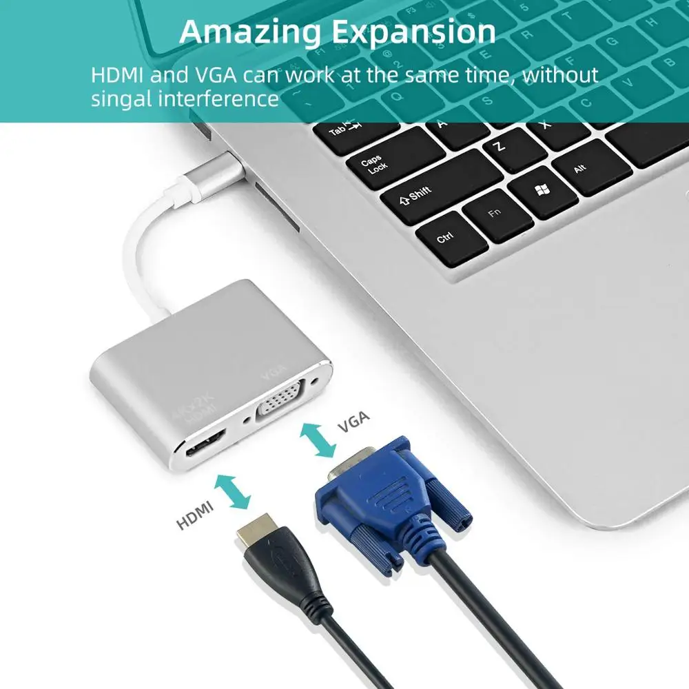 Переходник USB 3. 0 Type C на HDMI 4K VGA адаптер 2 в 1 мини мультидисплей конвертер для 3 iPad