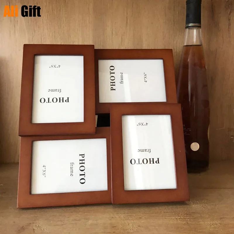 

Китайская международная торговля, деревянная 5-дюймовая цельная фоторамка, четырехкратная рамка, поворотный стол, настенная подвеска в Кор...