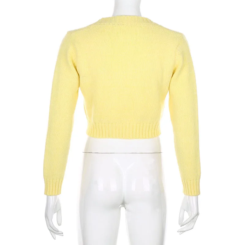 

MosiMolly 2021 A/W Knit Sweater Cardigan Cropped Knitting Sweater Lazy Style V Neck Sweater Jumper Pullover Coats