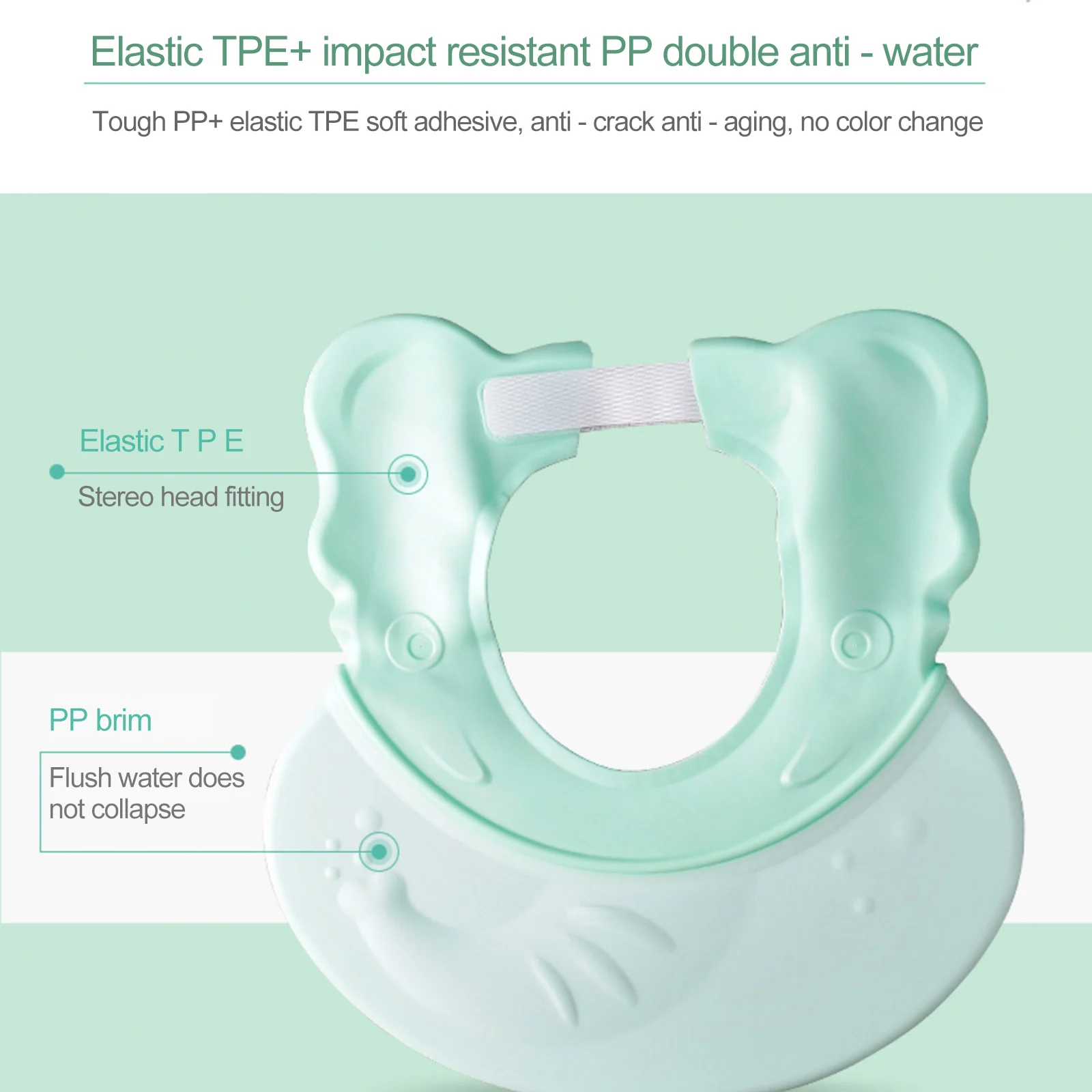 

Environmental Material Hair Washing Baby Shower Cap Cute Elephant Bathing Hat Adjustable Productive Shower Anti-Aging Cap