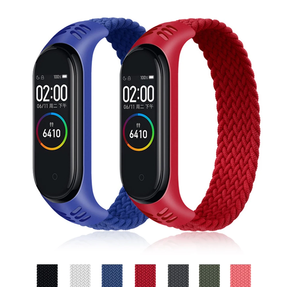 

2021 NEW Latest style Braided Loop Straps For Xiaomi MI Band 5 Fabric Elastic belt bracelet Wrist Strap For Mi band 4 3