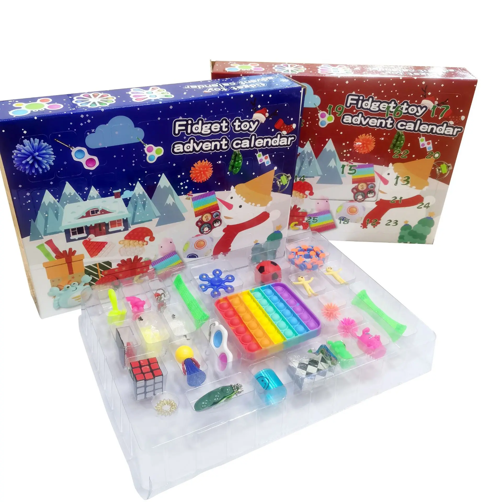 

24pcs Fidget Toys Pack Mystery Box 24 Days Advent Calanders Surprise Christmas Gift Box Antistress Simple Dimple Toys Set 2022