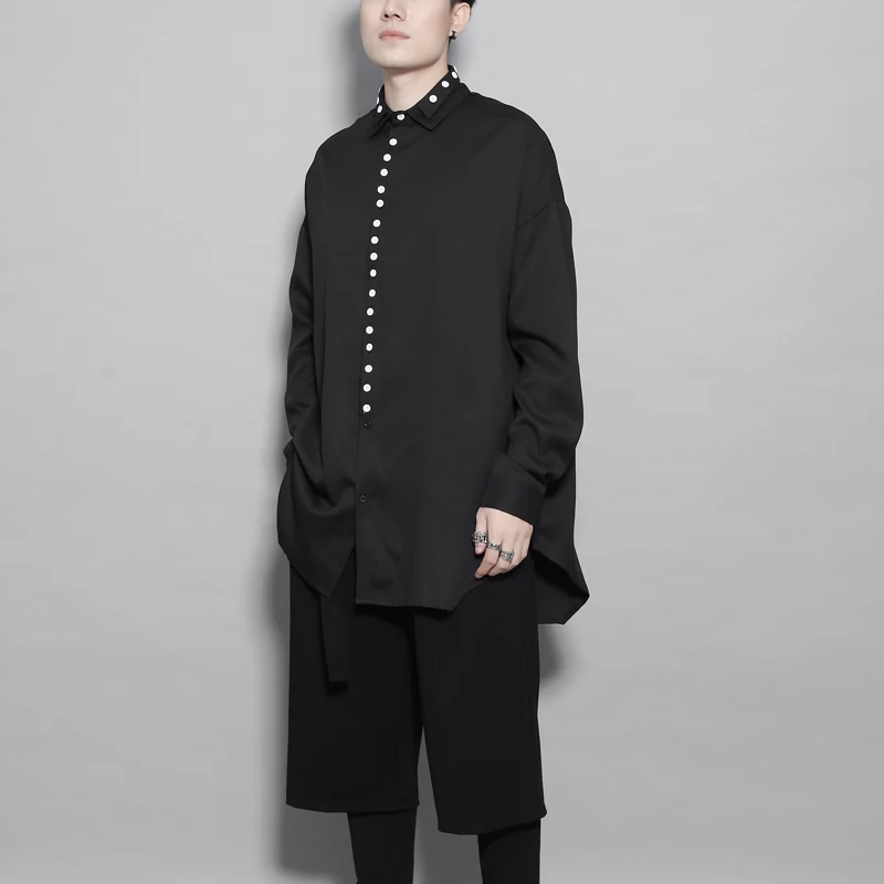 

Men's Long Sleeve Button-Down Shirt Autumn New Multi-Button Design Loose Fashion Long Sleeve Shirt Versatile Solid Color