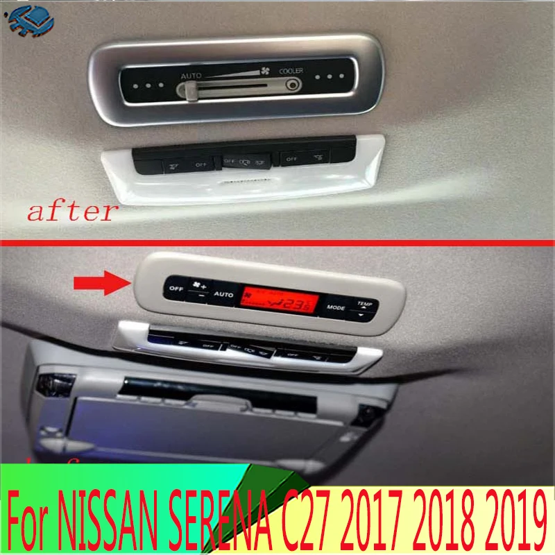 

For NISSAN SERENA C27 C28 2017 2018 2019 2020 2021 2022 2023 Car Decoration ABS Chrome Rear Roof Air Conditioning Switch Trim