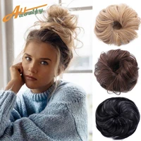 allaosify chignon with rubber band synthetic hair ring wrap on messy bun ponytails girls curly scrunchie chignon