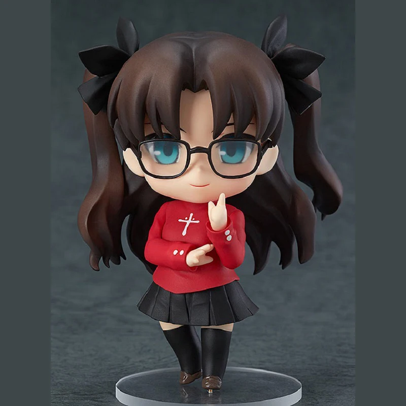 

10cm New Q Version Of Clay Fate/Stay Night Tosaka Rin 409 Jewel Rin Movable Face Doll PVC Model Cute Girl Doll Ornaments Japen