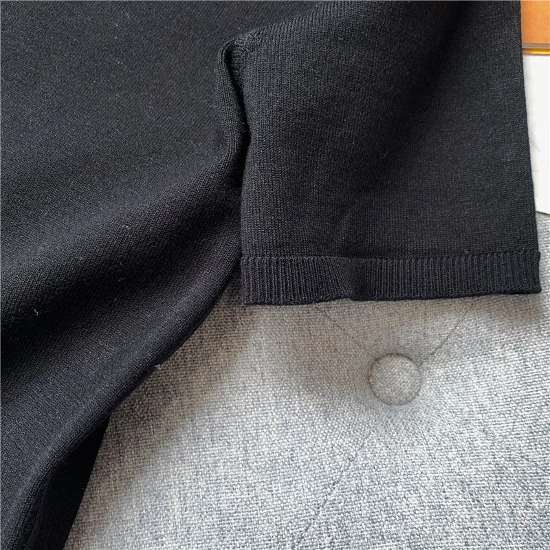 

2020 Autumn Knit Small Collar Short-sleeved Sports Style Base Shirt Wool Knitted Short-sleeved T-shirt