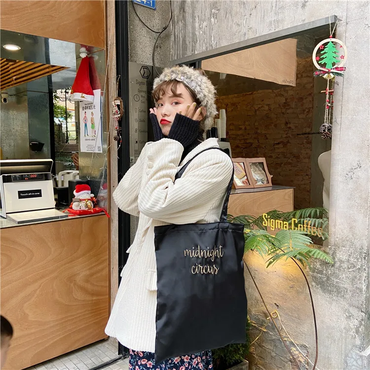 Вместительная Холщовая Сумка тоут через плечо вышитая Женская многоразовая