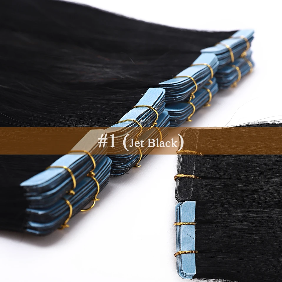 Fita em Extensões de Cabelo Humano em Linha Reta sem Emenda Cola na Extensão do Cabelo S-noilite Polegada - pc Remy Invisível Lados Dobro 16 2.5 g 9 Cheap Aplique com fita adesiva