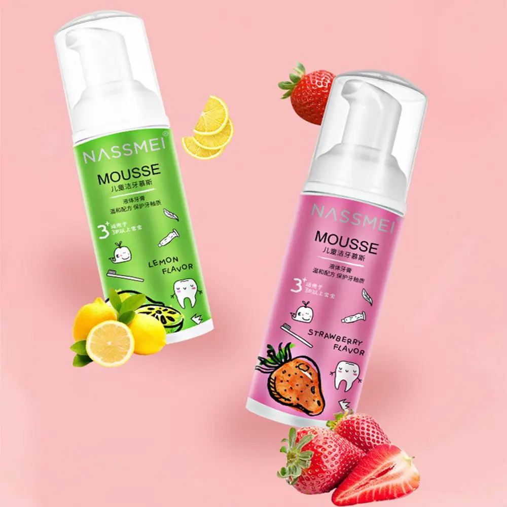 

1pc New Kid Foam Toothpaste Strawberry / Lemon Flavor Teeth Stain Removal Mousse