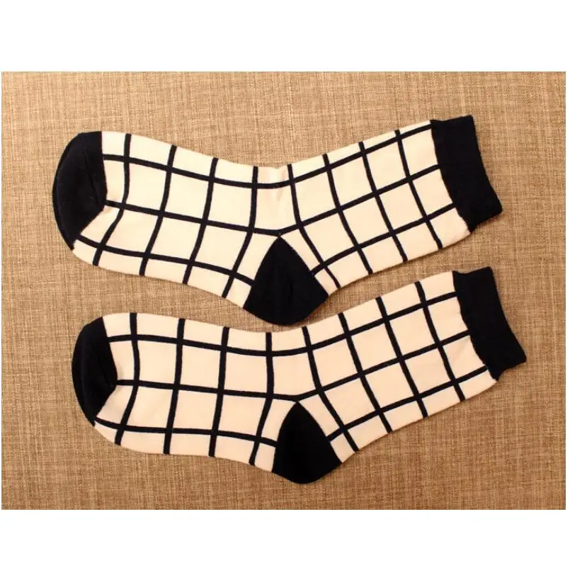 Woman Solid Houndstooth Cotton Socks Plaid Socks Striped Socks Girls Stripes Warm Winter Sock Ankle Socks Crew Socks 6 Pairs/lot
