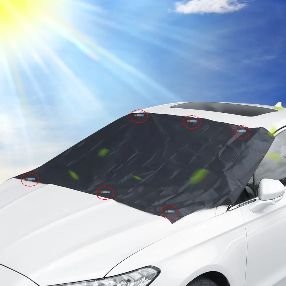 

Car Auto Sun Protector Waterproof Dust Cover Strong Magnetic Silver Cloth Snow Sun Shade for Car Windscreen Front Windshield