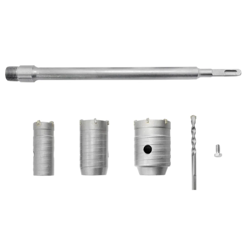

Wall Concrete Hole Set Electric Alloy Hollow Core Drill Bit with 350mm Round Handle for Cement Stone Wall Air Conditioner (Silve