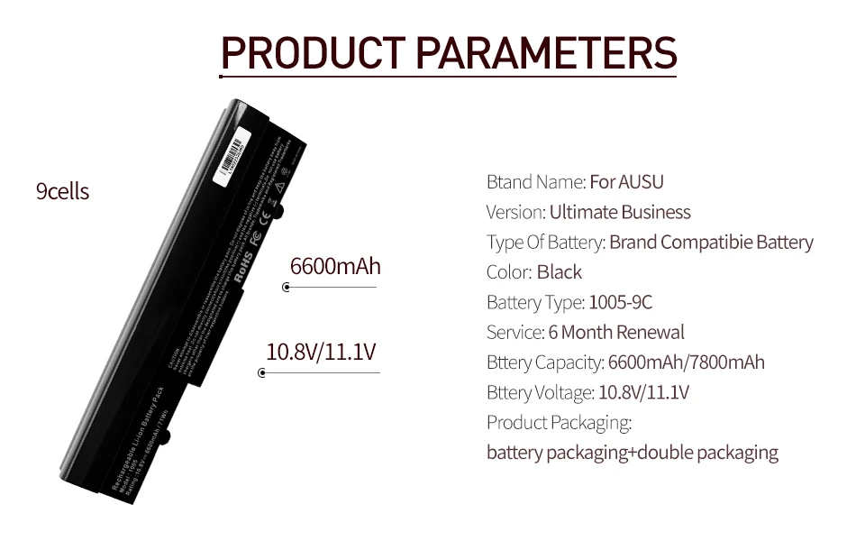 Черный 9 ячеек 6600 мАч Батарея для Asus Eee PC 1001PX 1001HA 1005 P 1001PQ 1005 1005HA AL31-1005 AL32-1005 ML32-1005 PL32-1005