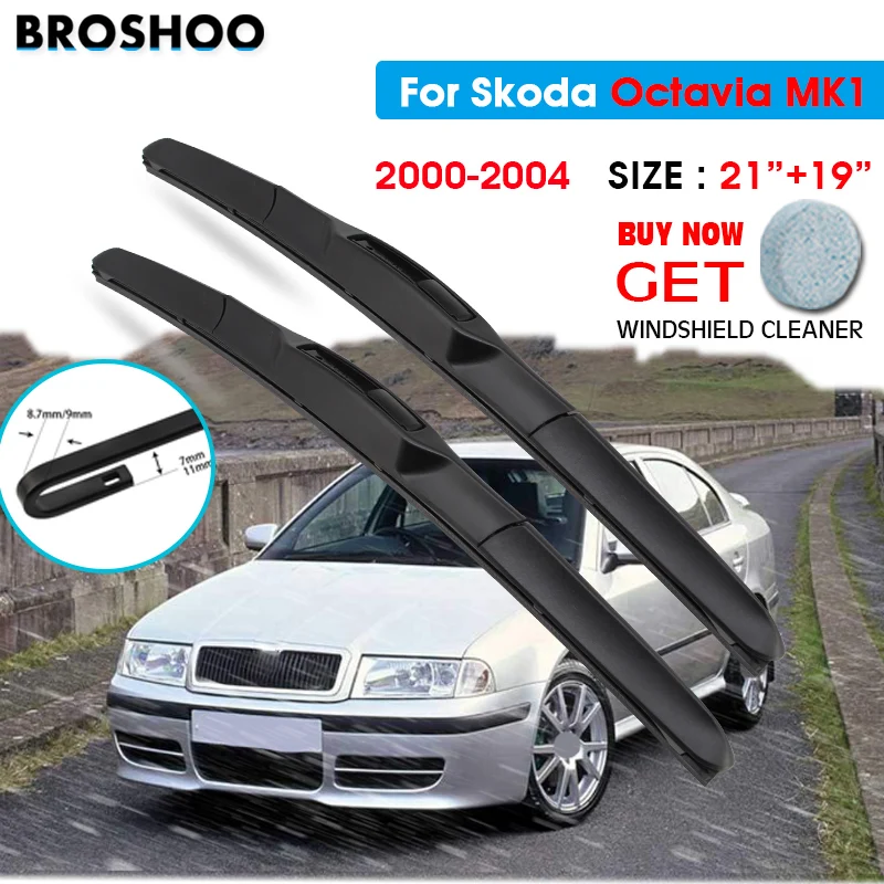 

Car Wiper Blade For Skoda OCTAVIA MK1 21"+19" 2000-2004 Auto Windscreen Windshield Wipers Blades Window Wash Fit U Hook Arms