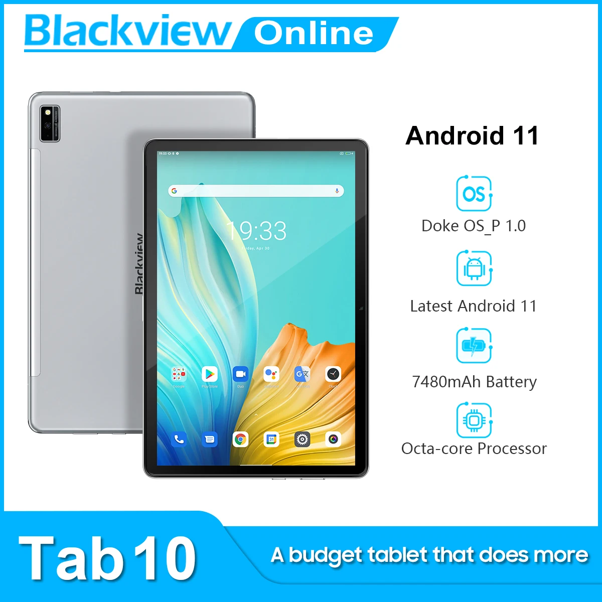 

Blackview 2021 Tab 10 Tablet 10.1 Inch 1920x1200 MTK8768 Octa Core 4GB RAM 64GB ROM Tablets PC 7480mAh 4G Network Dual Wifi