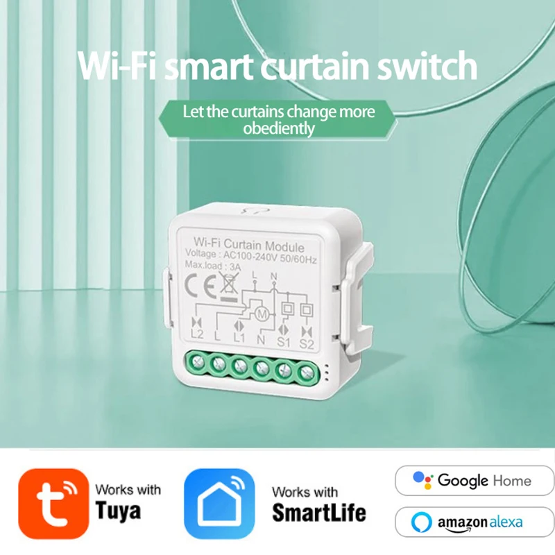 

Tuya Smart мини занавес переключатель WI-FI занавес переключатель ВКЛ-ВЫКЛ устройство голосовой Управление с Alexa Google Home работает с приложение Smart ...
