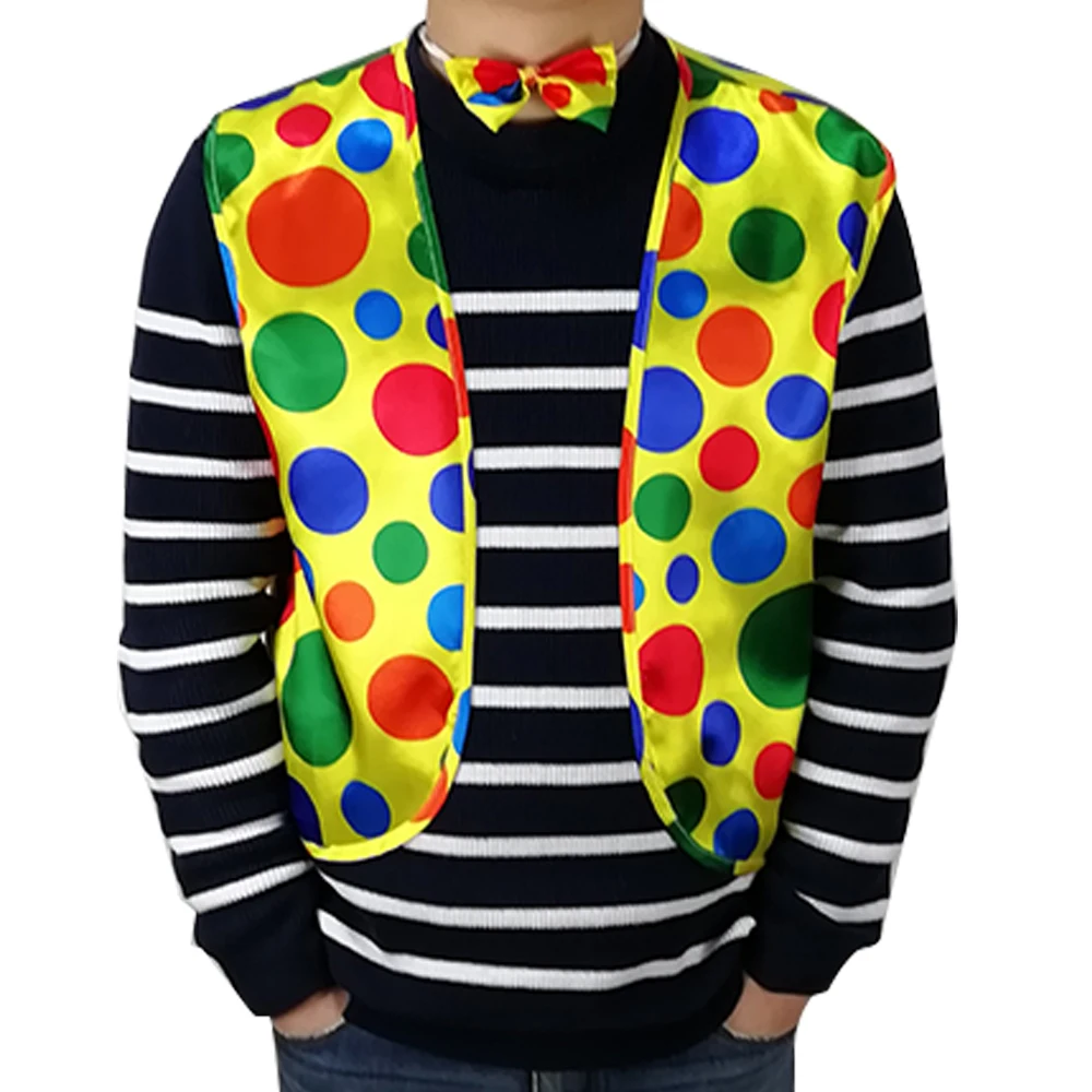 

TRcosplay Adult Men's Colored Polka Dot Vest Circus Clown Vest And Bow Tie Magic Show Clothes Masquerade Costumes Clown Series