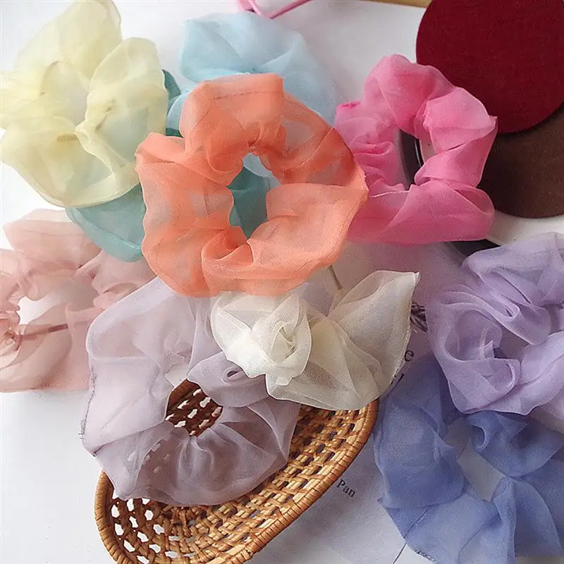 

10PCS Gauze Hair Scrunchy Creative Elastic Elegant Hair Tie Ponytail Holder for Women Girls Headwear Hair Accessories