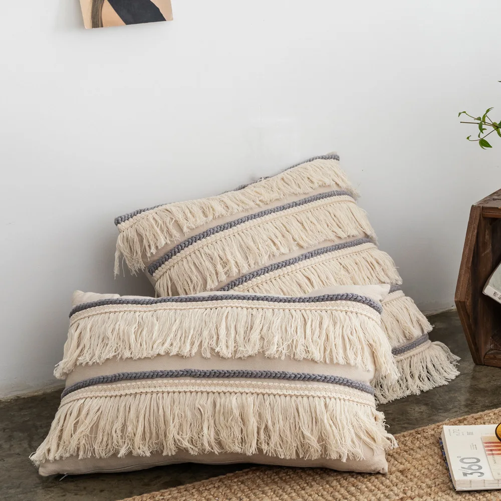 Роскошная наволочка ручной работы в марокканском стиле шерстяные кисточки бохо