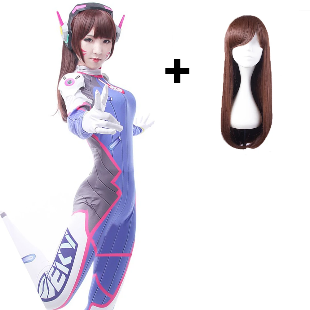 Package 2 Dva Cosplay CostumeGame Overwatch Female/Women/Girls Lycra 3D Printing Spandex Halloween Party Zentai Wig Suits Gun D.Va cos - Цвет: Package 2
