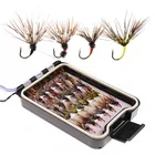 24 шт.корт. 12 # смешанные Тенкара сухие мухи, Мушки для ловли окуня, форели, приманка для рыбалки