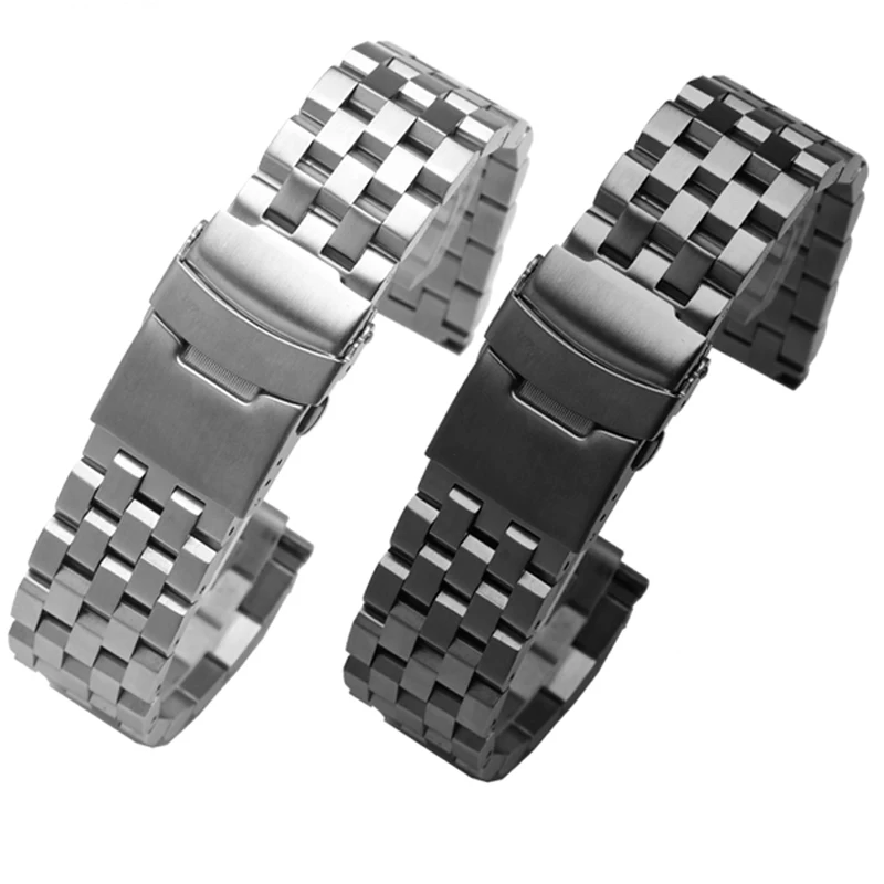 

Ремешок для наручных часов Huawei Samsung, складной браслет из нержавеющей стали серебристого/черного цвета с застежкой, 22 мм 20 мм