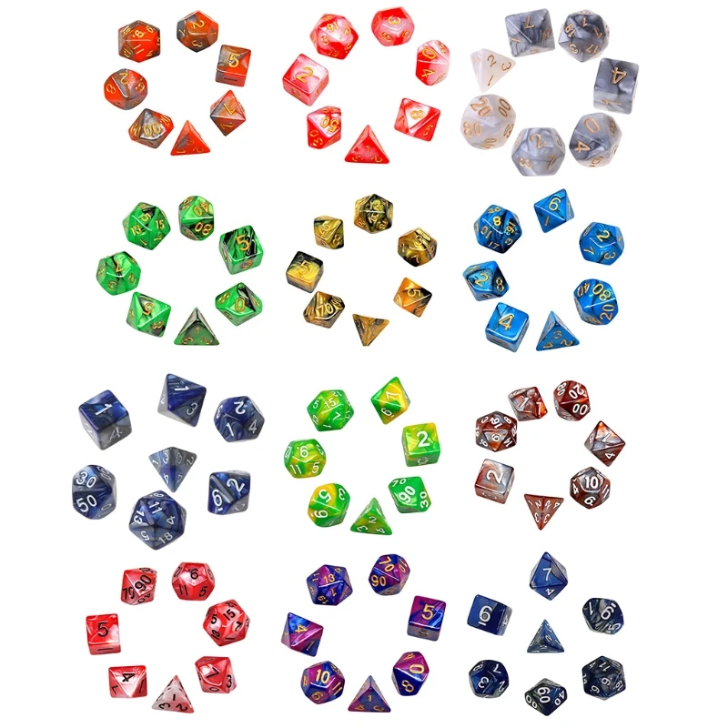 

7pcs D20 Polyhedral Dice Double Colors 20 Sided Dices Table Board Role Playing Game for Bar Party