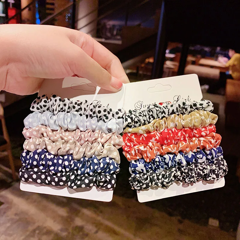 Женская элегантная эластичная резинка для волос с цветочным принтом 4/6 шт./компл.