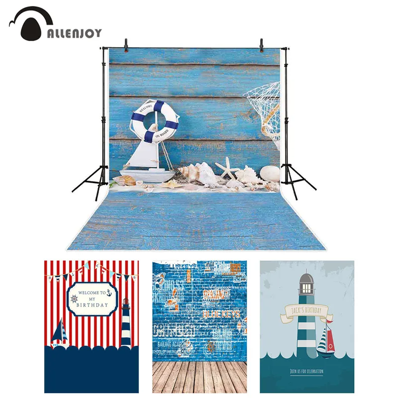 Allenjoy летние фоны темно-синяя деревянная стена лодка раковины Мальчик День