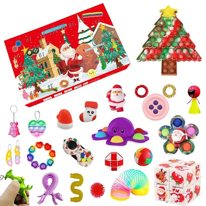 Squid Toys Christmas Advent Calendar Set Fidget Toys Pack Kids Kawaii Kit De Figet Toys  Antistress Simple Dimple Anti StressToy enlarge