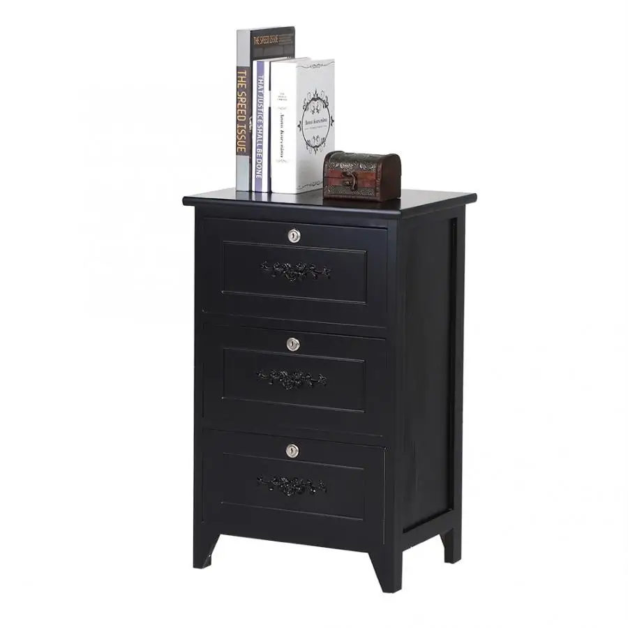 Не требуется сборка деревянная тумбочка прикроватная Органайзер шкаф с 3 ящиками