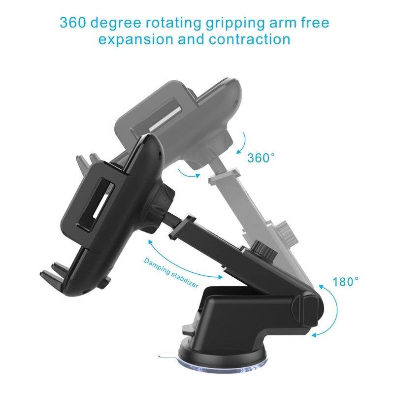 

Adjustable Wireless Car Charger 10W Qi Fast Charging Car Phone Holder Mount Air Vent Non-slip 360 Rotate Phone Holder