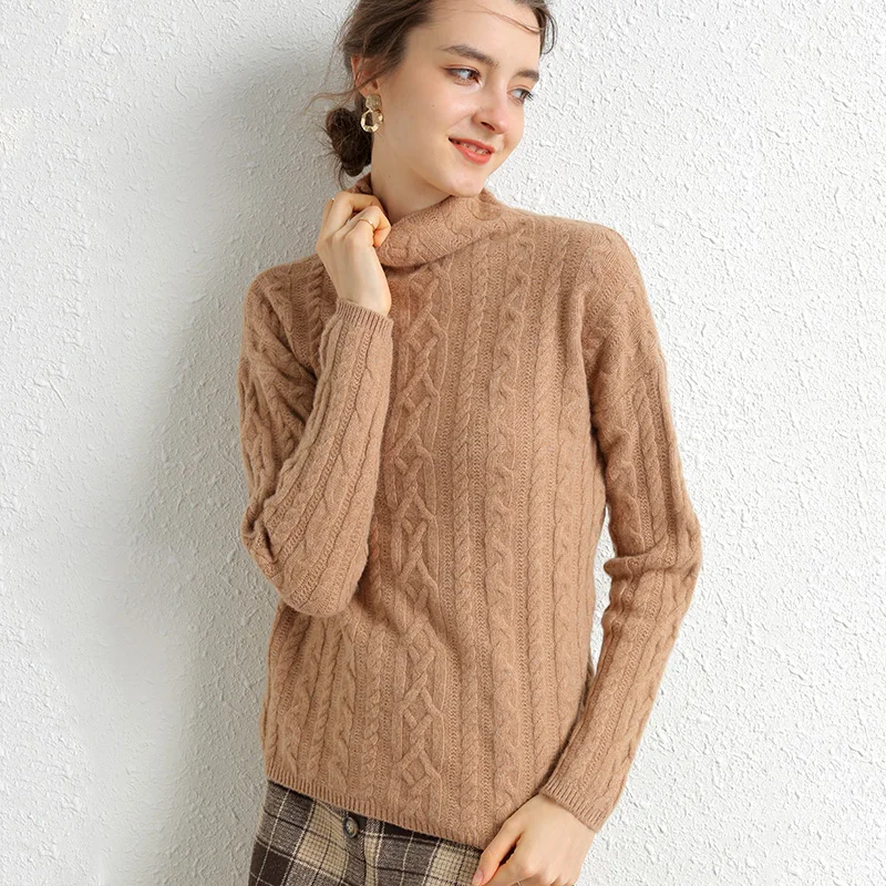 Кашемировая водолазка вязаный зимний свитер Женский пуловер Теплый Осенний
