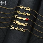 Модные ожерелья с надписью на заказ, персонализированные ювелирные изделия с бабочкой, сердцем, цепочка с подвеской с именем золотого цвета для женщин, подарки из нержавеющей стали