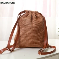 handmade knit summer new women wicker backpack beach casual large shopping travel backpack straw woven ladies hand bags
